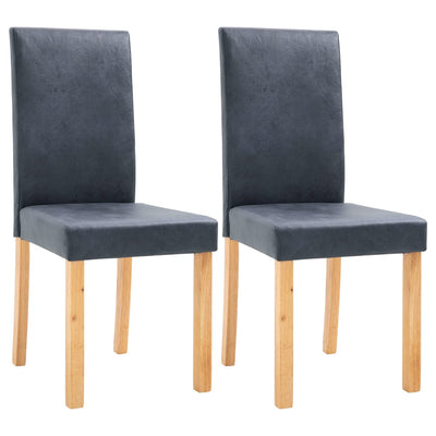 vidaXL Dining Chairs 2 pcs Grey Faux Suede Leather