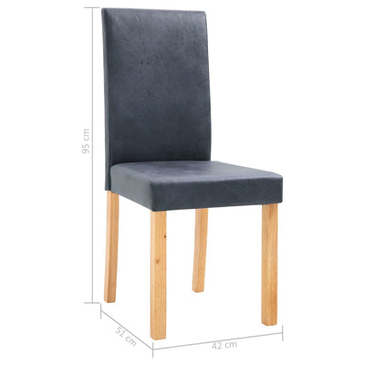vidaXL Dining Chairs 2 pcs Grey Faux Suede Leather