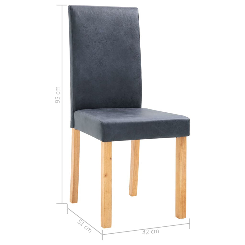 vidaXL Dining Chairs 2 pcs Grey Faux Suede Leather