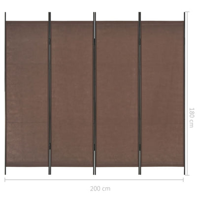 vidaXL 4-Panel Room Divider Brown 200x180 cm
