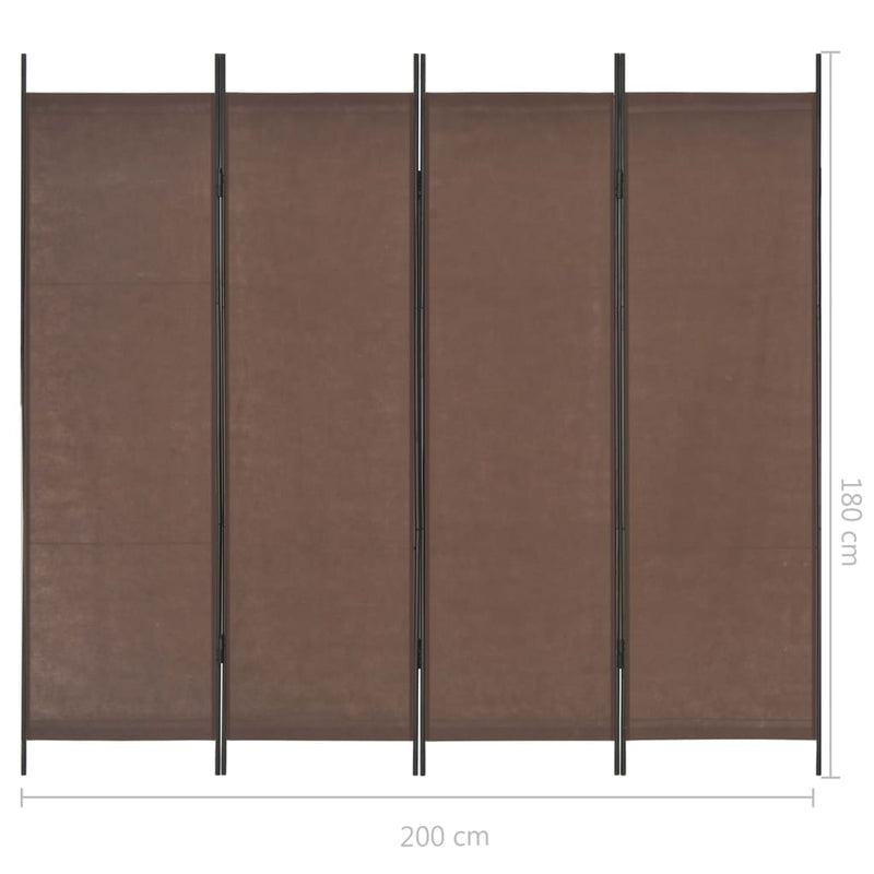vidaXL 4-Panel Room Divider Brown 200x180 cm