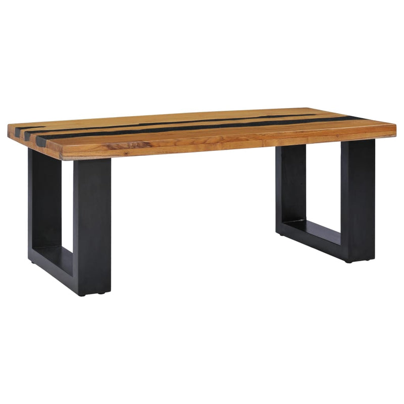 vidaXL Coffee Table 100x50x40 cm Solid Teak Wood and Lava Stone