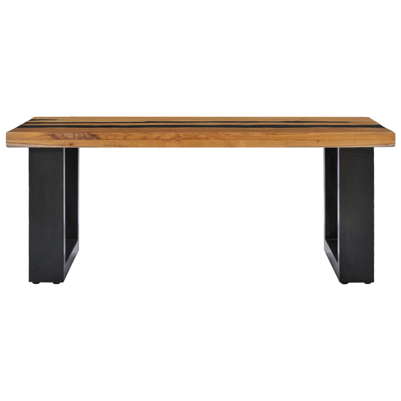 vidaXL Coffee Table 100x50x40 cm Solid Teak Wood and Lava Stone