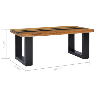 vidaXL Coffee Table 100x50x40 cm Solid Teak Wood and Lava Stone