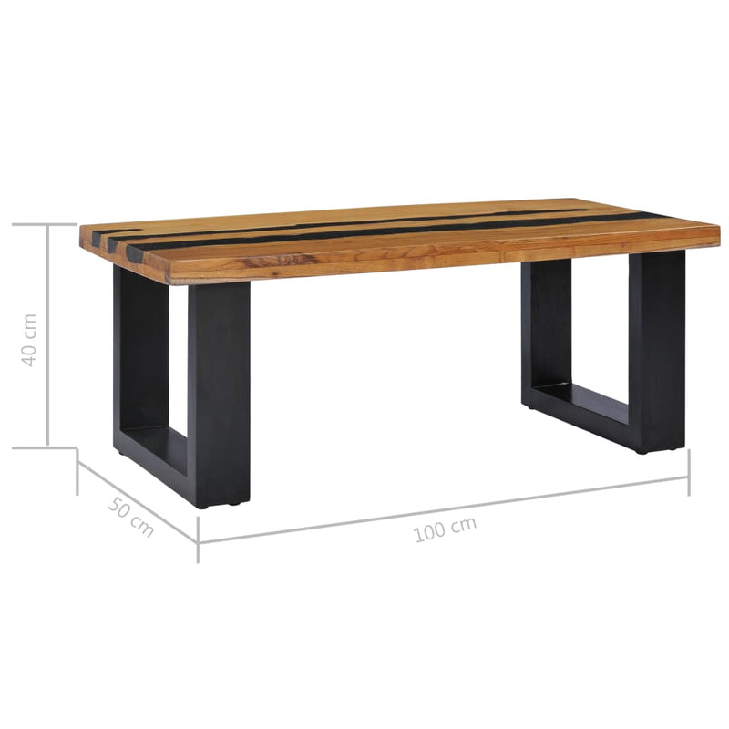 vidaXL Coffee Table 100x50x40 cm Solid Teak Wood and Lava Stone