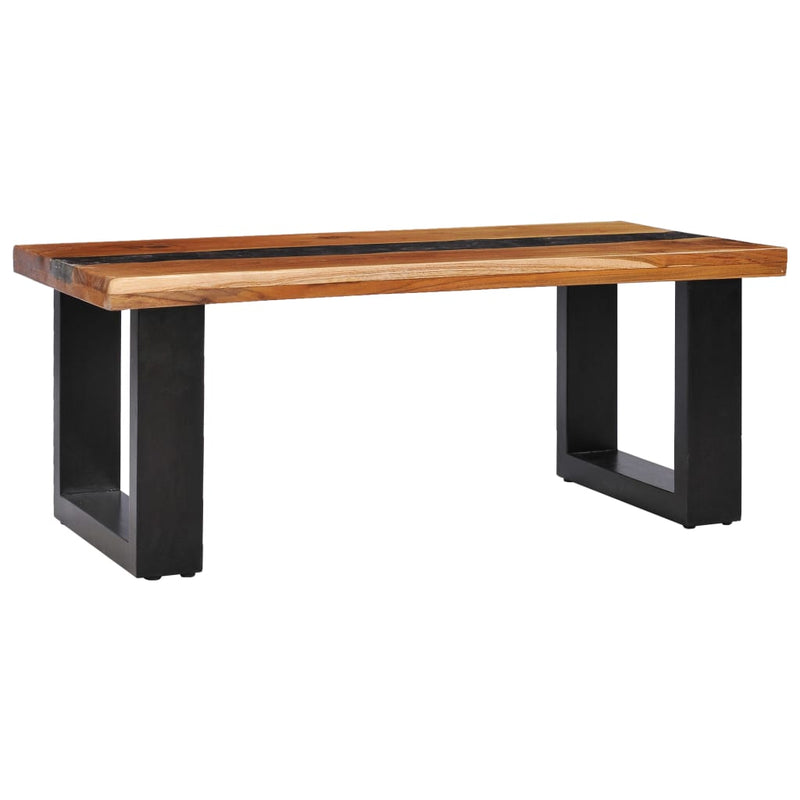 vidaXL Coffee Table 100x50x40 cm Solid Teak Wood and Polyresin