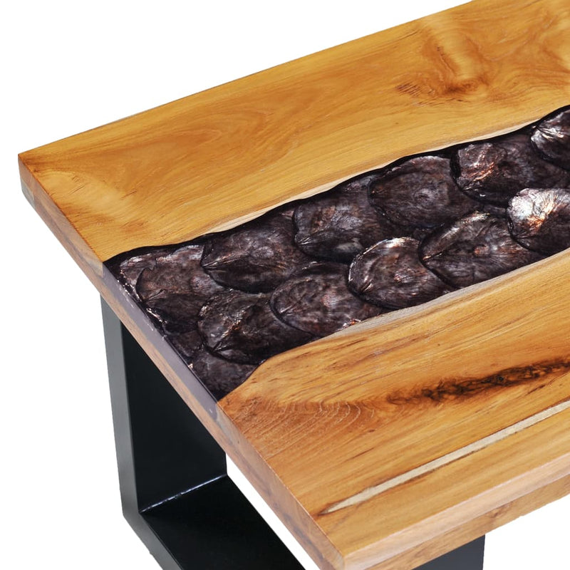vidaXL Coffee Table 100x50x40 cm Solid Teak Wood and Polyresin