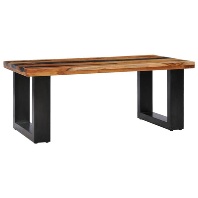 vidaXL Coffee Table 100x50x40 cm Solid Teak Wood and Polyresin