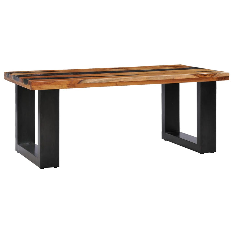 vidaXL Coffee Table 100x50x40 cm Solid Teak Wood and Polyresin
