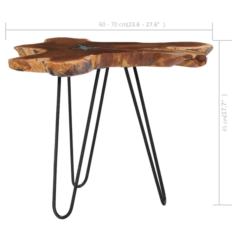 vidaXL Coffee Table 70x45 cm Solid Teak Wood and Polyresin