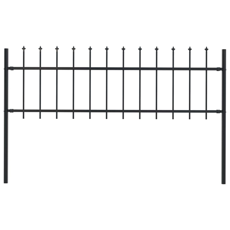 vidaXL Garden Fence with Spear Top Steel 1.8 m Black