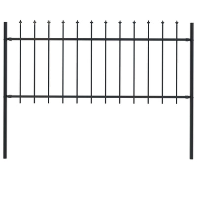vidaXL Garden Fence with Spear Top Steel 1.8 m Black