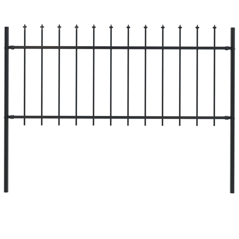 vidaXL Garden Fence with Spear Top Steel 1.8 m Black