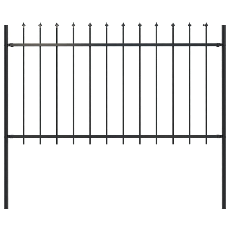 vidaXL Garden Fence with Spear Top Steel 1.8 m Black