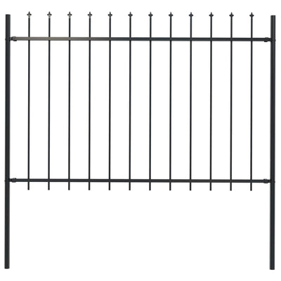 vidaXL Garden Fence with Spear Top Steel 1.8 m Black