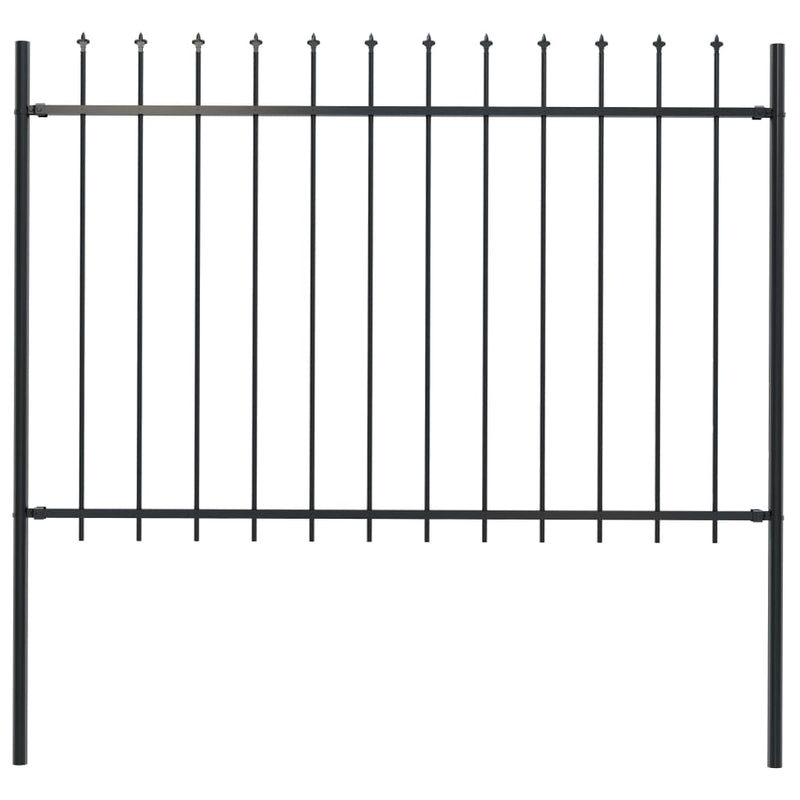 vidaXL Garden Fence with Spear Top Steel 1.8 m Black