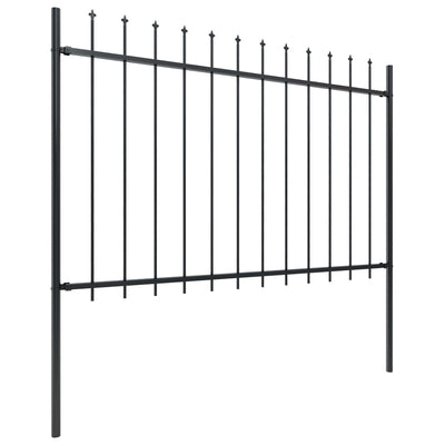vidaXL Garden Fence with Spear Top Steel 1.8 m Black