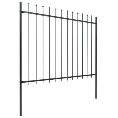 vidaXL Garden Fence with Spear Top Steel 1.8 m Black