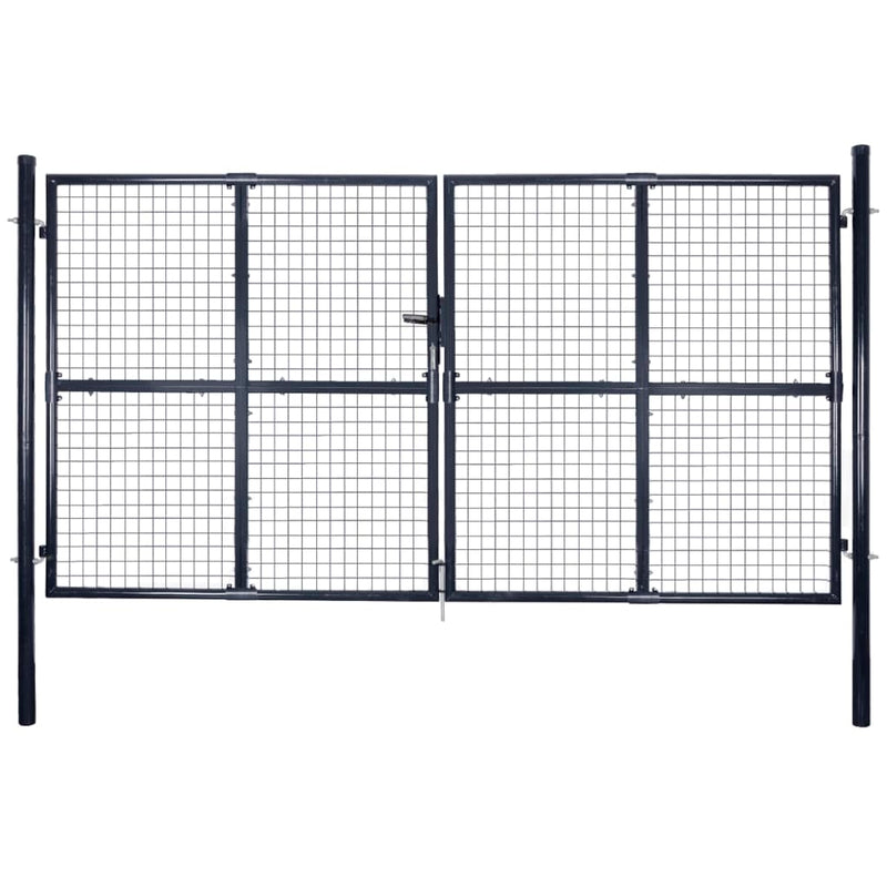 vidaXL Mesh Garden Gate Galvanised Steel 289x100 cm Grey