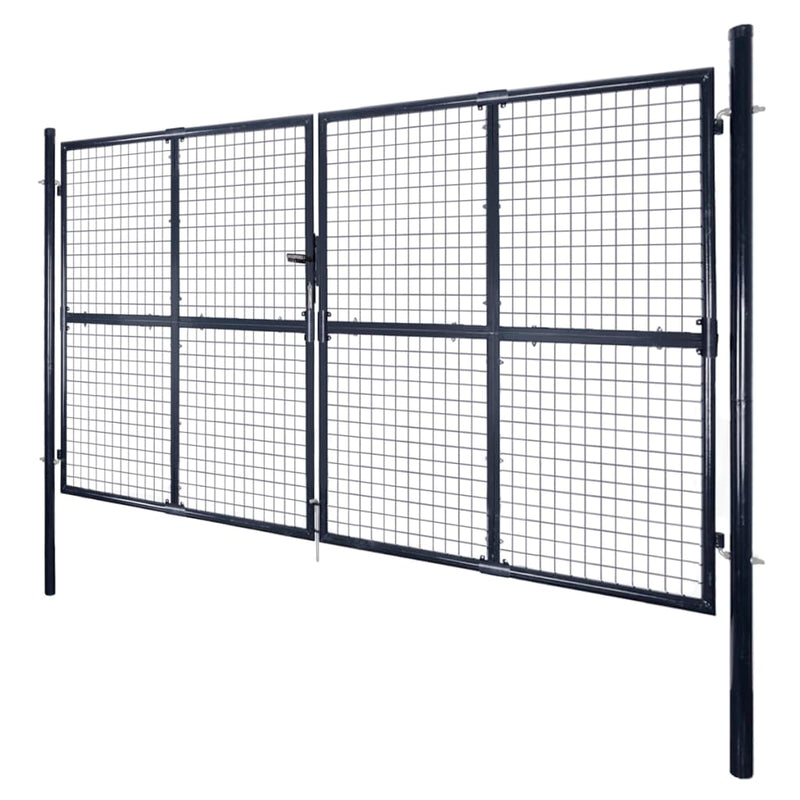 vidaXL Mesh Garden Gate Galvanised Steel 289x100 cm Grey
