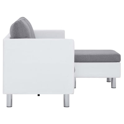vidaXL 3-Seater Sofa with Cushions White Faux Leather