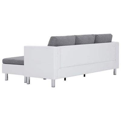 vidaXL 3-Seater Sofa with Cushions White Faux Leather