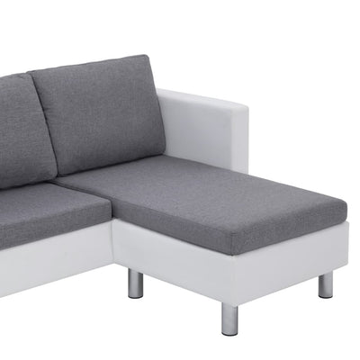 vidaXL 3-Seater Sofa with Cushions White Faux Leather