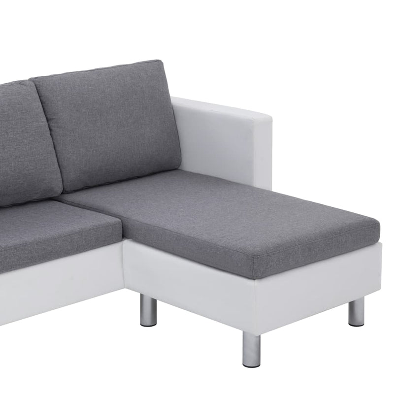 vidaXL 3-Seater Sofa with Cushions White Faux Leather