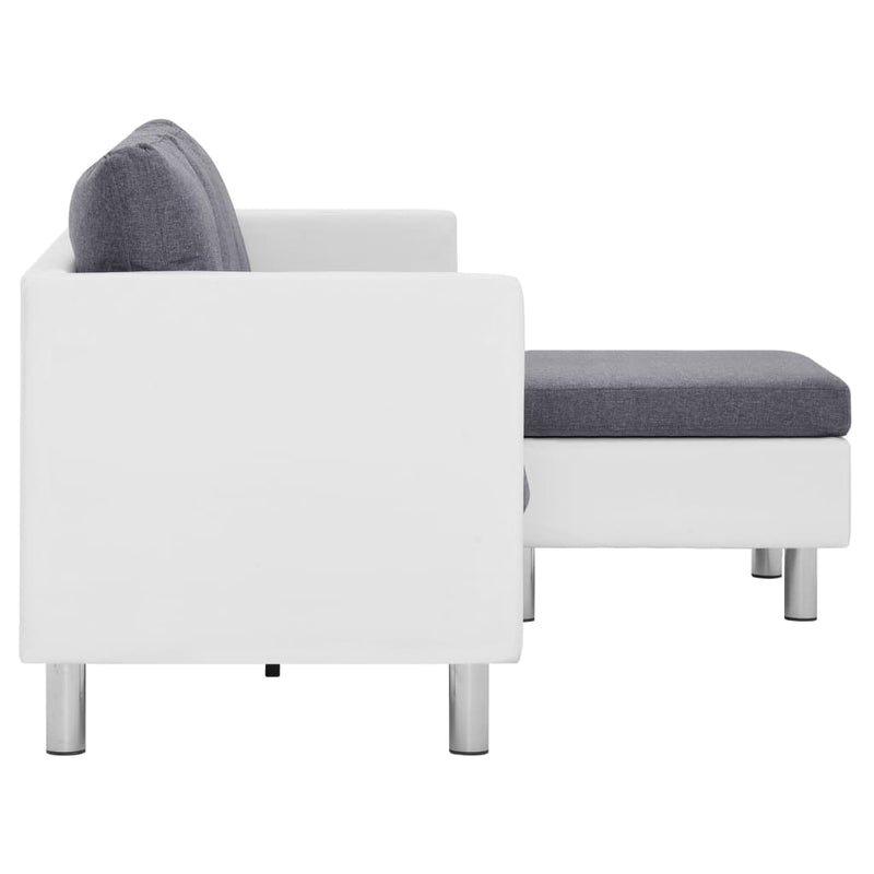 vidaXL 3-Seater Sofa with Cushions White Faux Leather