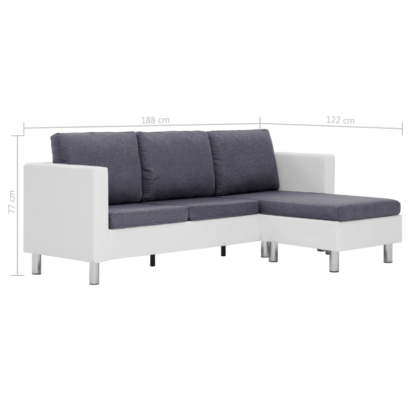vidaXL 3-Seater Sofa with Cushions White Faux Leather