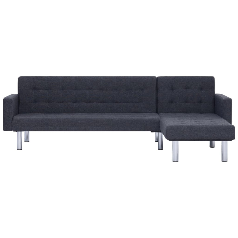 vidaXL L-shaped Sofa Bed Dark Grey Polyester