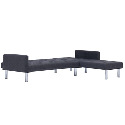 vidaXL L-shaped Sofa Bed Dark Grey Polyester