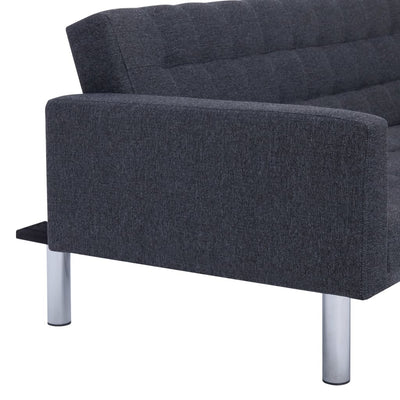 vidaXL L-shaped Sofa Bed Dark Grey Polyester