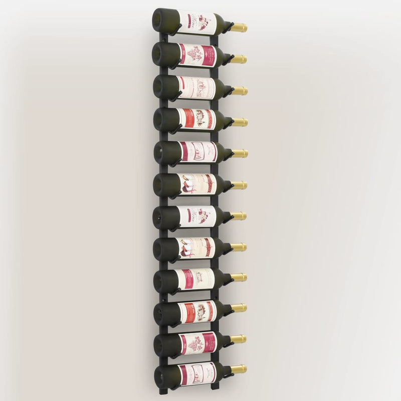 vidaXL Wall Mounted Wine Rack for 12 Bottles Black Iron