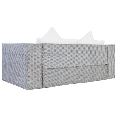 vidaXL 2-Seater Sofa with Cushions Grey Natural Rattan