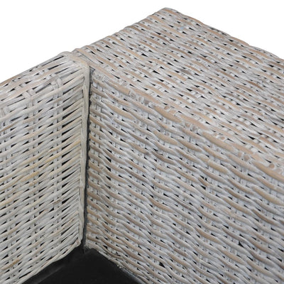 vidaXL 3-Seater Sofa with Cushions Grey Natural Rattan