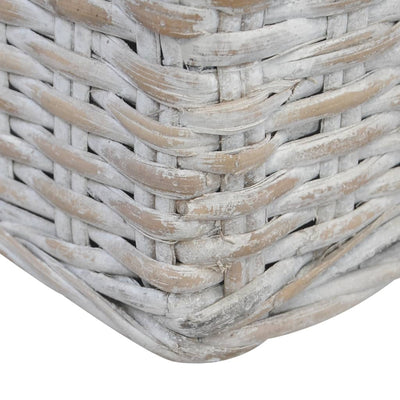 vidaXL 3-Seater Sofa with Cushions Grey Natural Rattan