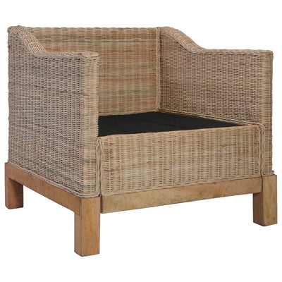 vidaXL Armchair with Cushions Natural Rattan