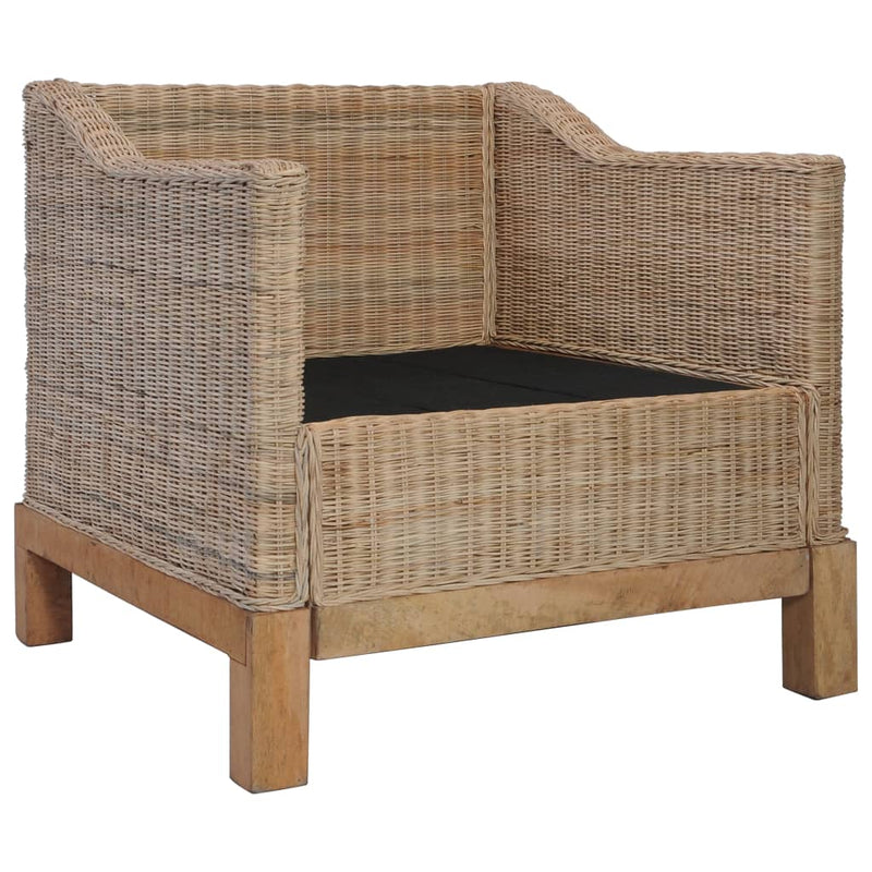 vidaXL Armchair with Cushions Natural Rattan