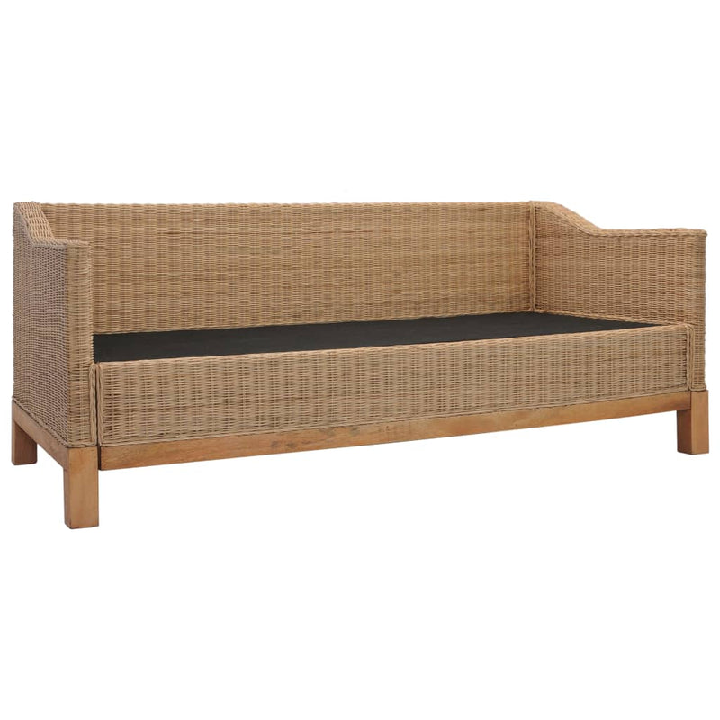 vidaXL 3-Seater Sofa with Cushions Natural Rattan