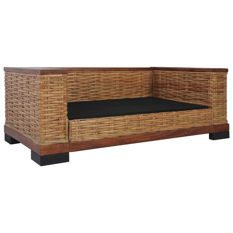 vidaXL 2-Seater Sofa with Cushions Brown Natural Rattan