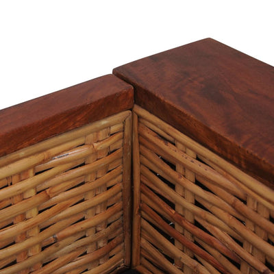 vidaXL 3-Seater Sofa with Cushions Brown Natural Rattan