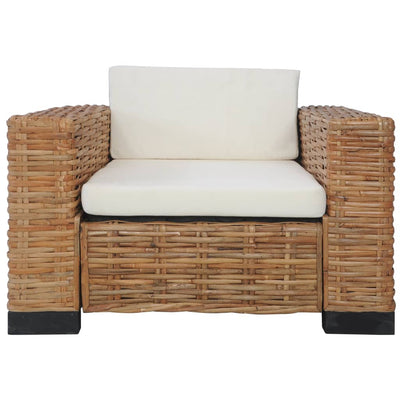 vidaXL Armchair with Cushions Natural Rattan