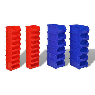 vidaXL Wall Mounted Garage Plastic Storage Bin Set 30 pcs Blue & Red