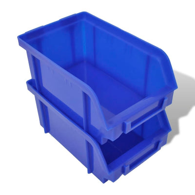 vidaXL Wall Mounted Garage Plastic Storage Bin Set 30 pcs Blue & Red