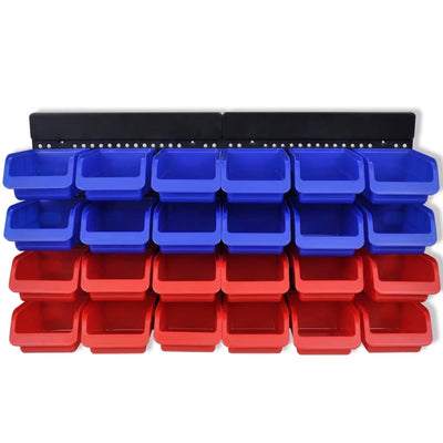 vidaXL 2 pcs Blue & Red Wall Mounted Garage Tool Organiser