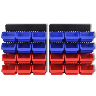 vidaXL 2 pcs Blue & Red Wall Mounted Garage Tool Organiser