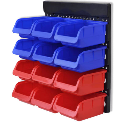 vidaXL 2 pcs Blue & Red Wall Mounted Garage Tool Organiser