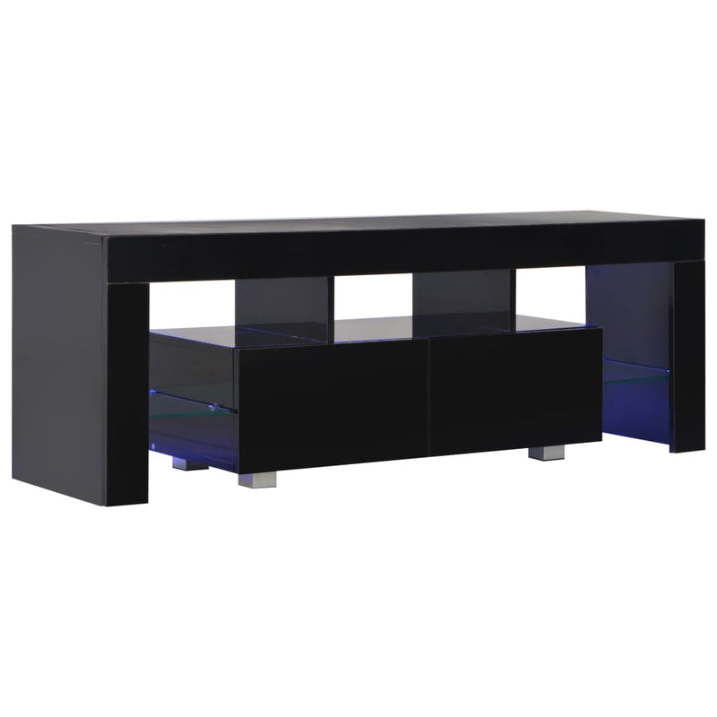 vidaXL TV Cabinet with LED Lights High Gloss Black 130x35x45 cm