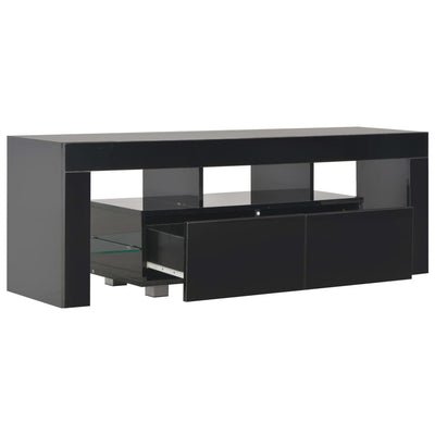 vidaXL TV Cabinet with LED Lights High Gloss Black 130x35x45 cm